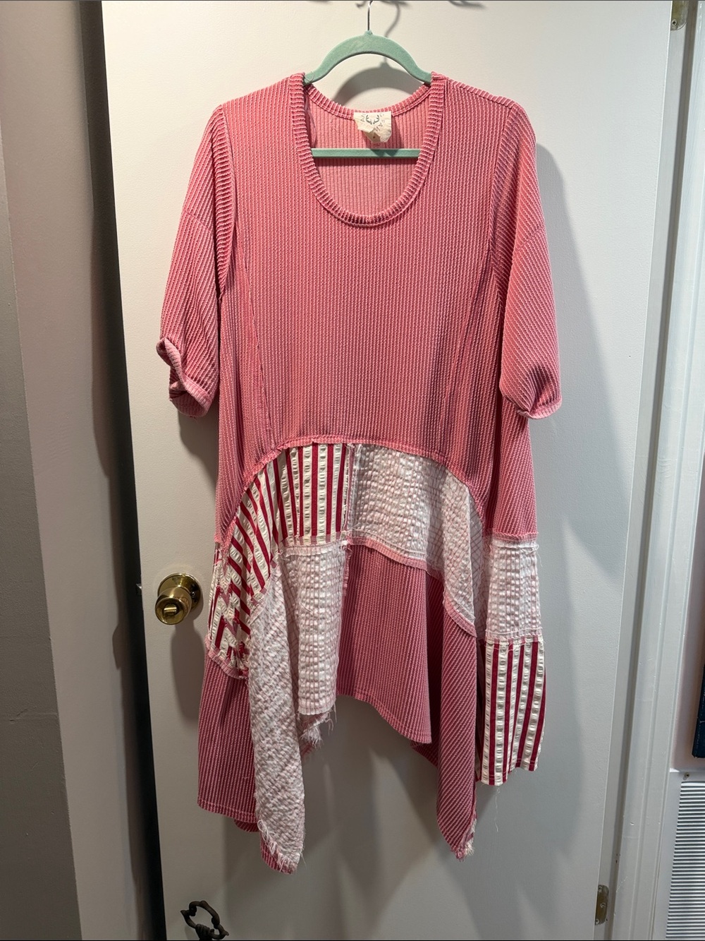 Fantastic Fawn Pink Mixed-Panel Midi Dress